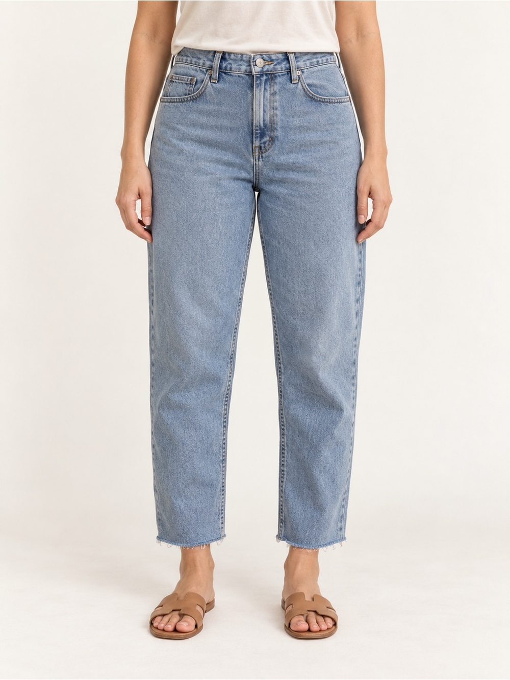 OAT New York Cloud Luxe Light Wash Raw Hem Jeans Size 10/30